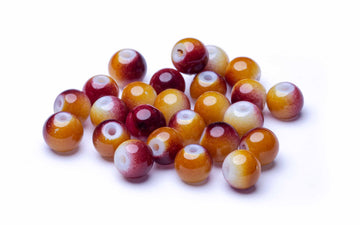Glasperle rot/gelb 8mm 25 Stk.