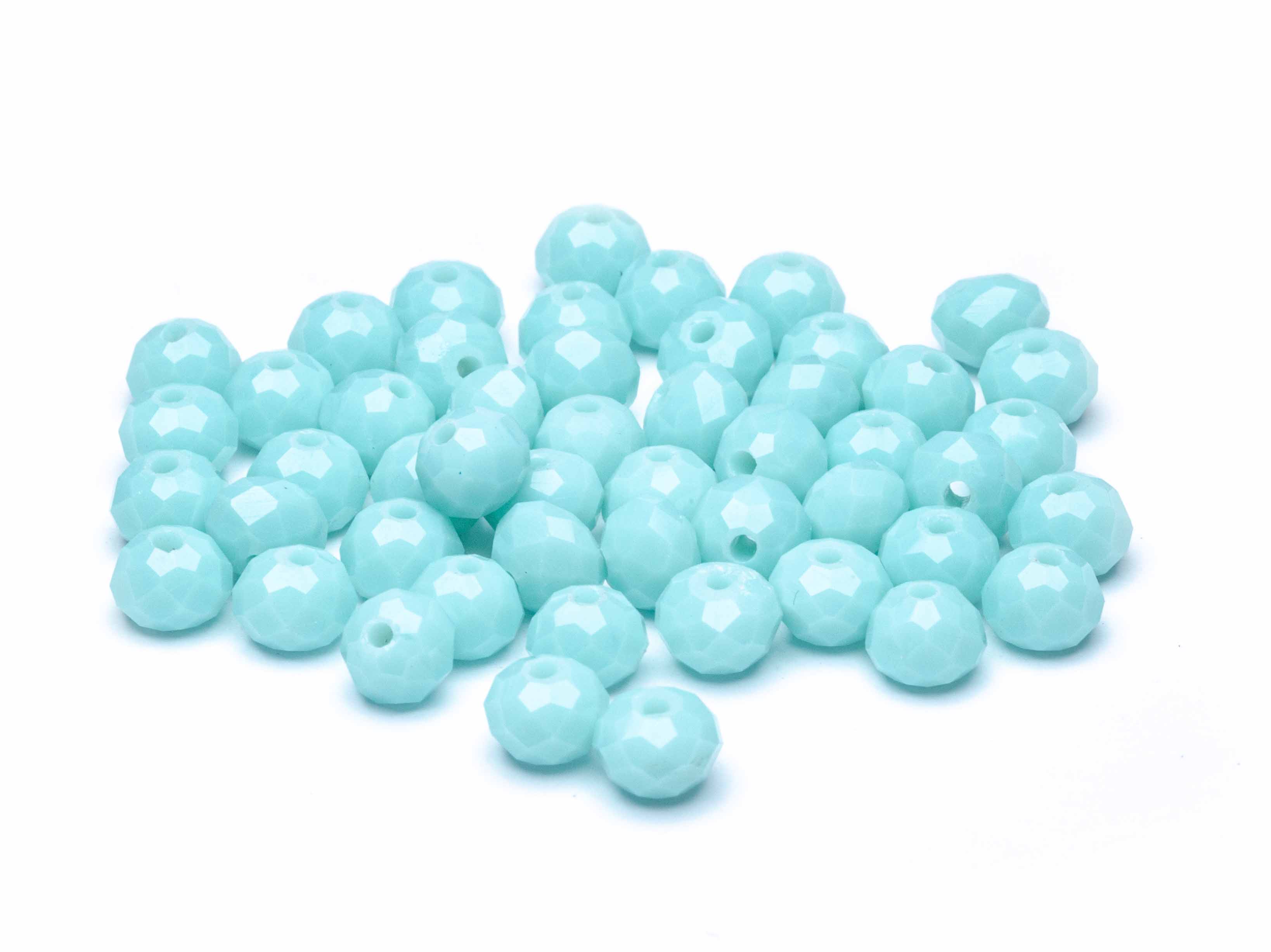 Glasschliffperlen Abacus helltürkis opak 6x4mm 50 Stück