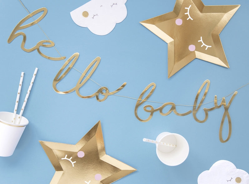 Banner „Hello Baby“ gold-metallic Papiergirlande 2m