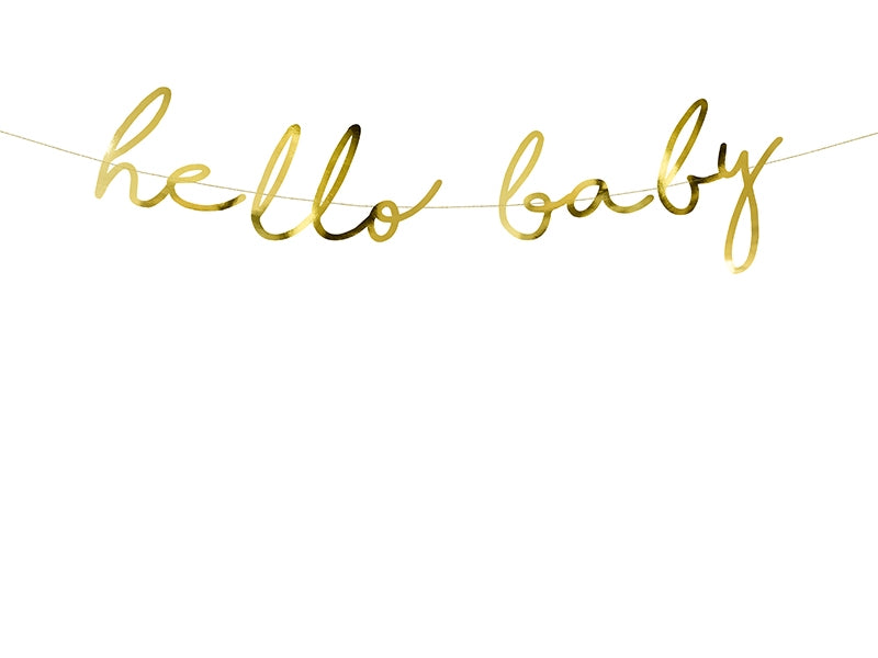Banner „Hello Baby“ gold-metallic Papiergirlande 2m