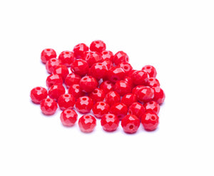 Glasschliffperlen Abacus kirschrot opak 6x4mm 50 Stück