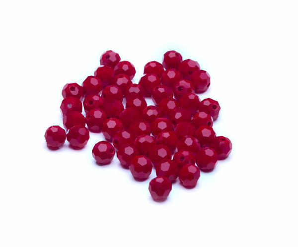 Glasschliffperlen rund weinrot opak 6mm 50 Stück