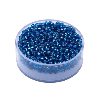 Miyuki Rocailles 2,5 mm, 12 g, silbergefütterter Türkis