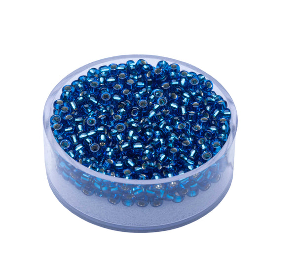 Miyuki Rocailles 2,5 mm, 12 g, silbergefütterter Türkis