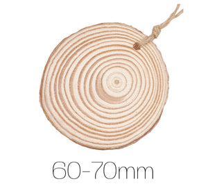 Holzscheibe natur gebohrt 60-70mm 10 Stück