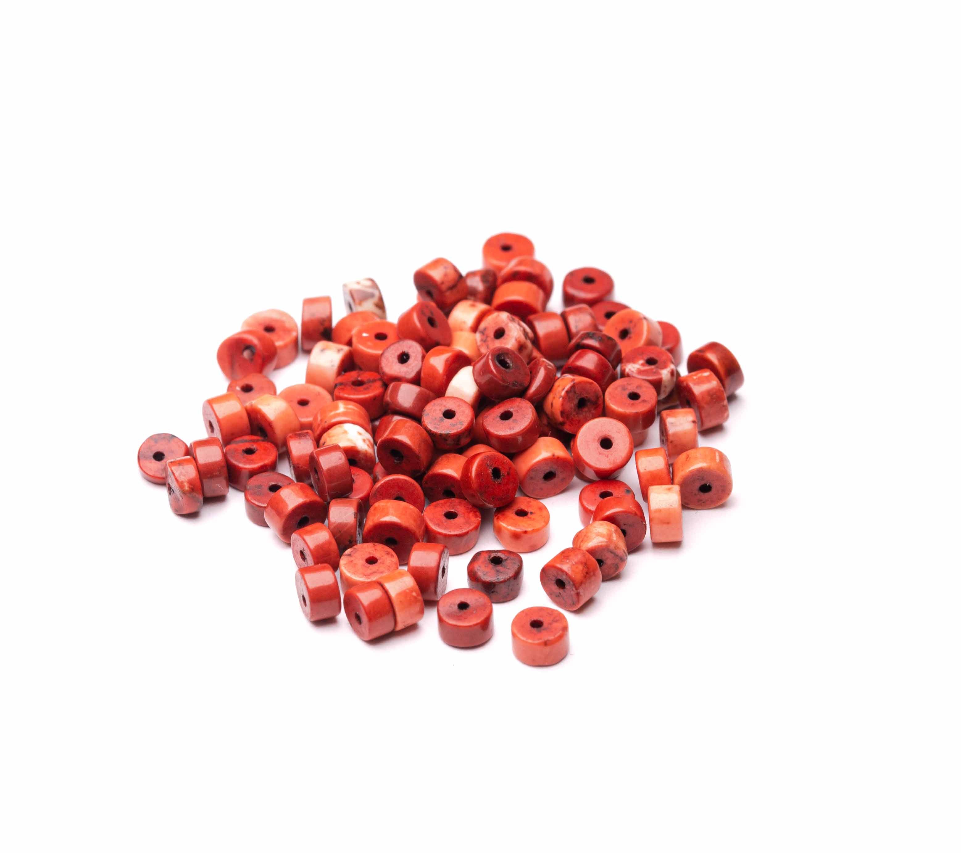 Scheibenperle synthetischer Türkis rot Mini-Scheibe 4mm 40 Stück