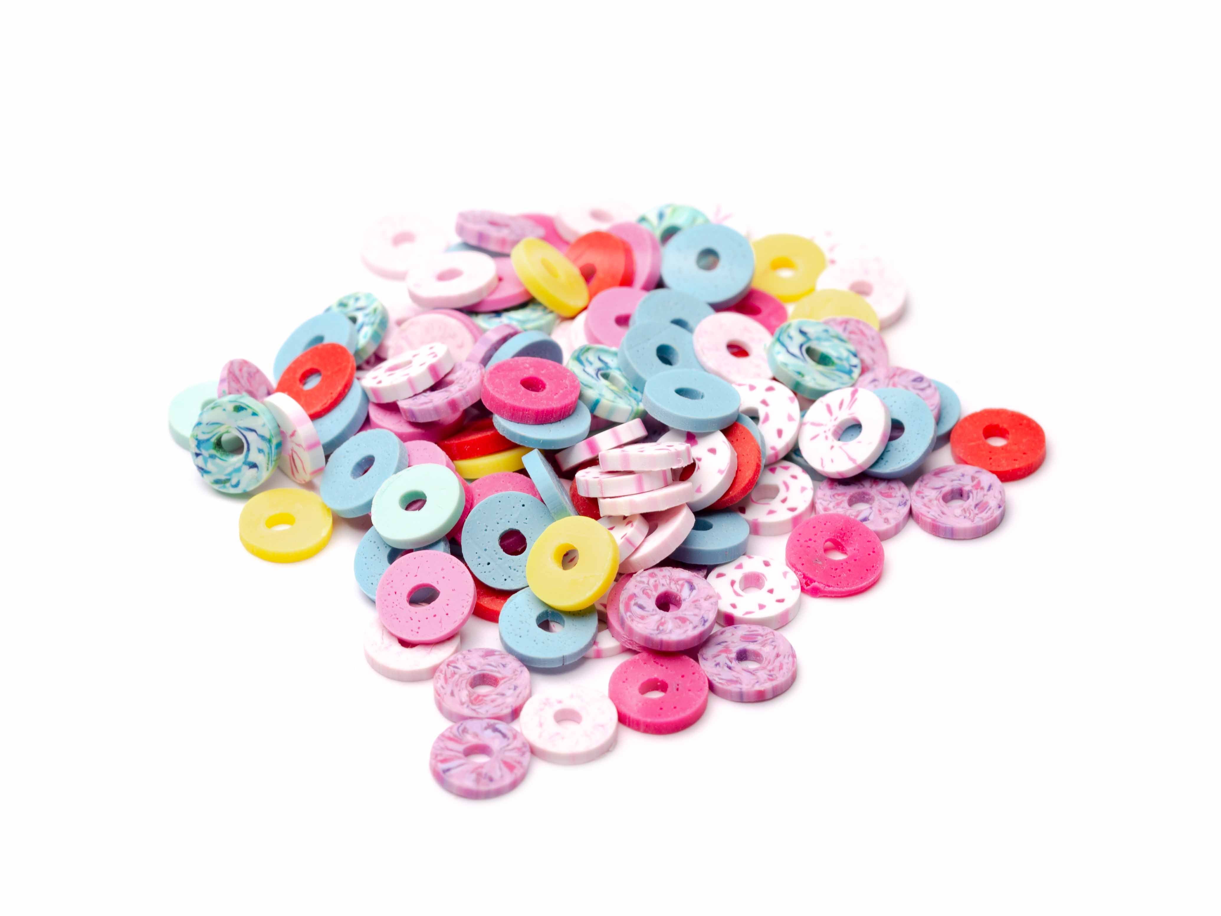 Polymerclay Scheibenperlen 7mm Mix bunt 110 Stück