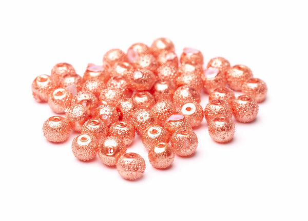 Wachs-Glasperle mit Struktur 6mm orange 48 Stück