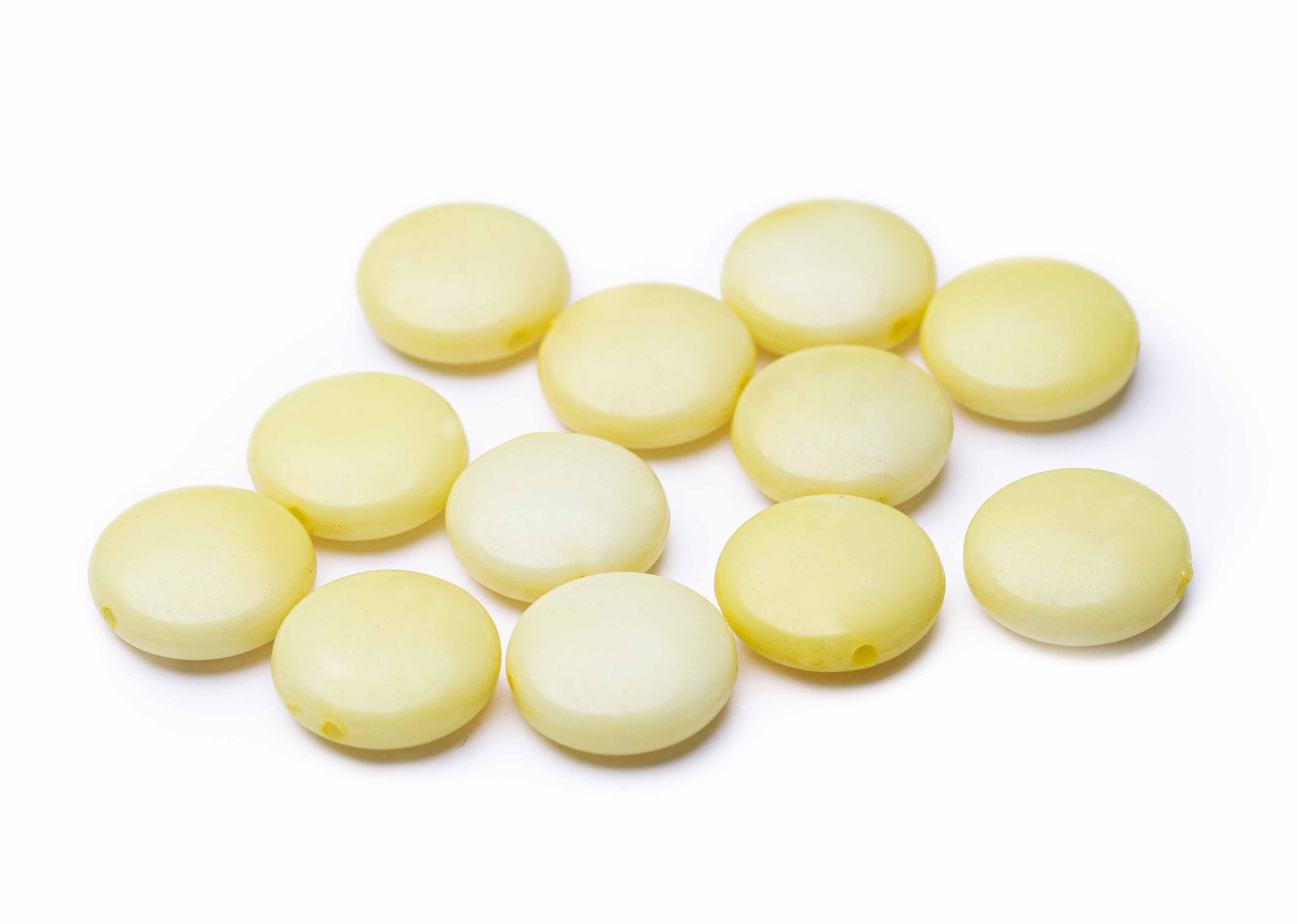 Acrylperle Linse gelb 14mm 12 Stück