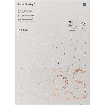 Graukarton Block XMAS Folie FSC 20 Blatt/ 5 Blatt pro Farbe 250g/m² 21x29cm A4