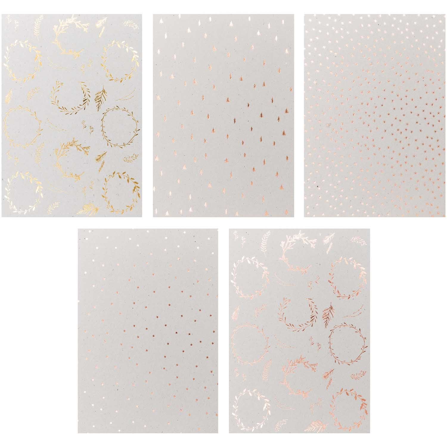 Graukarton Block XMAS Folie FSC 20 Blatt/ 5 Blatt pro Farbe 250g/m² 21x29cm A4