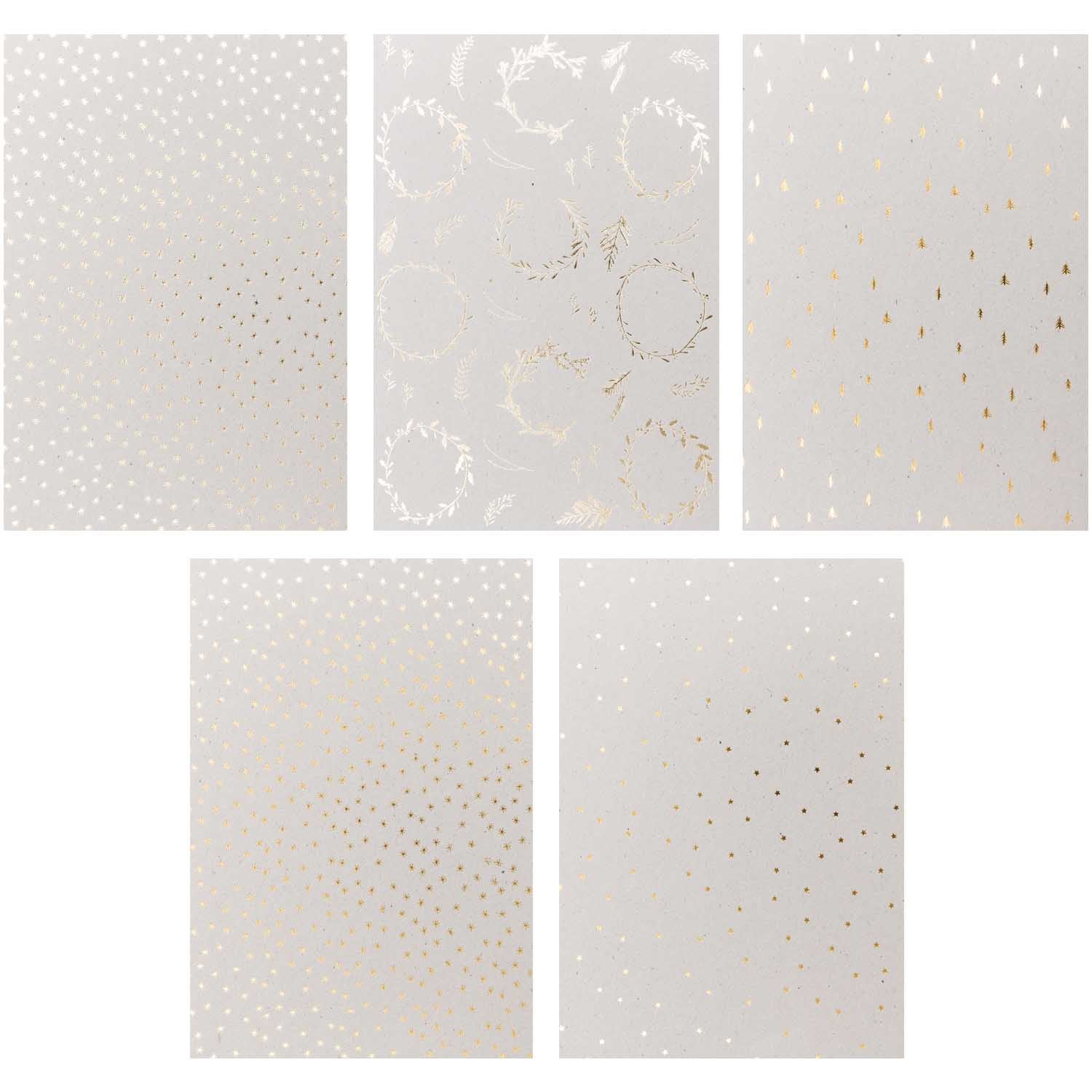 Graukarton Block XMAS Folie FSC 20 Blatt/ 5 Blatt pro Farbe 250g/m² 21x29cm A4