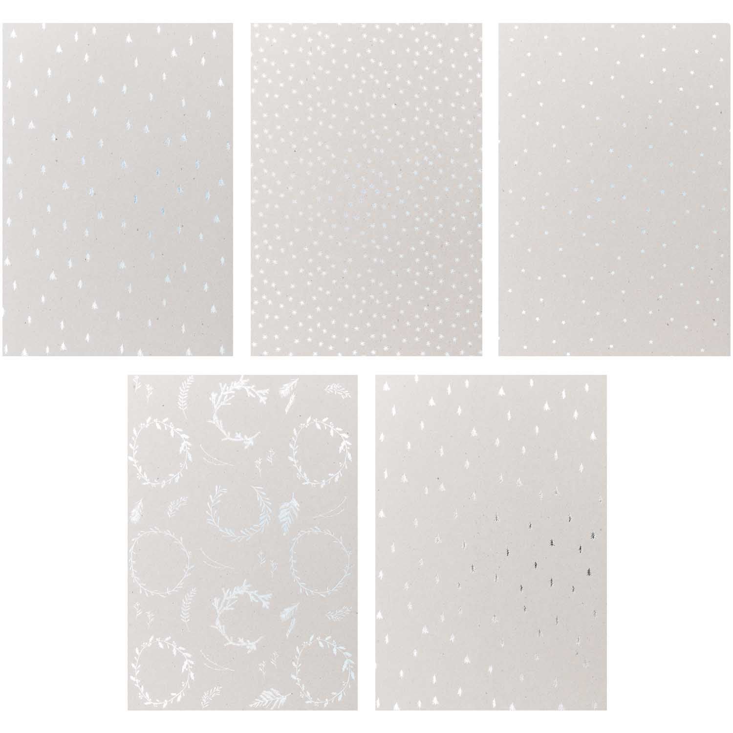 Graukarton Block XMAS Folie FSC 20 Blatt/ 5 Blatt pro Farbe 250g/m² 21x29cm A4