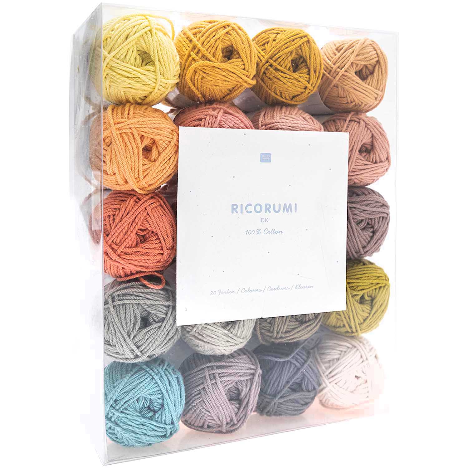 Ricorumi Baumwollgarn 20 Farben Set 100% Baumwolle á 25g / 57,5m 20 Knäuel