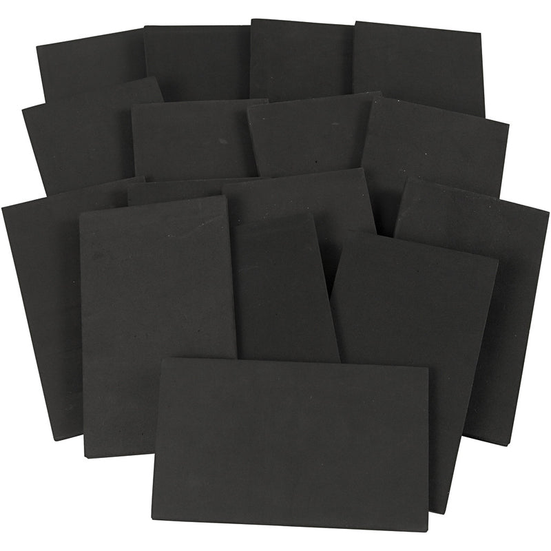 Moosgummi Platte 20x12cm, 10mm stark, schwarz, Crepla Schaumplatte pro Stück