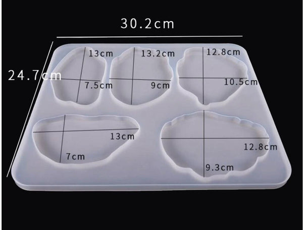 Gießform Silikonform Coaster Geode Edelstein-Scheibe 31x25cm Casting Mould