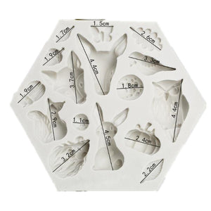 Silikonpressform Gießform Waldtiere Natur 13x13cm