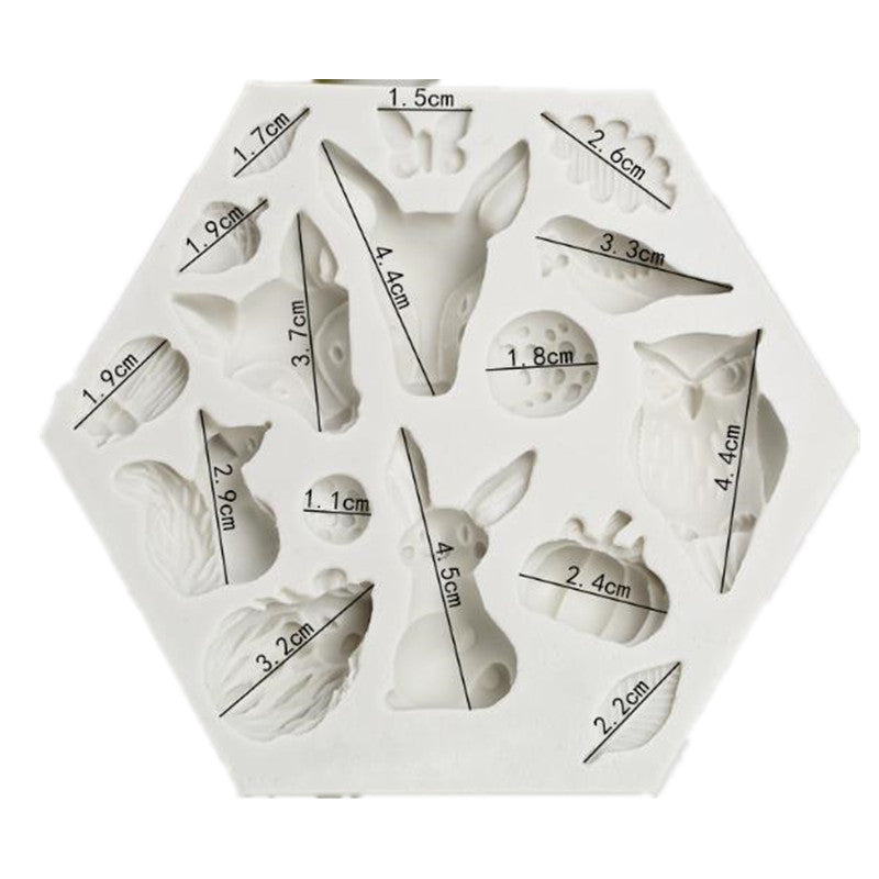 Silikonpressform Gießform Waldtiere Natur 13x13cm