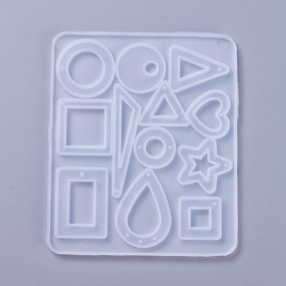 Silikongießform Kettenanhänger diverse Formen mit Lochaussparung 12x10cm