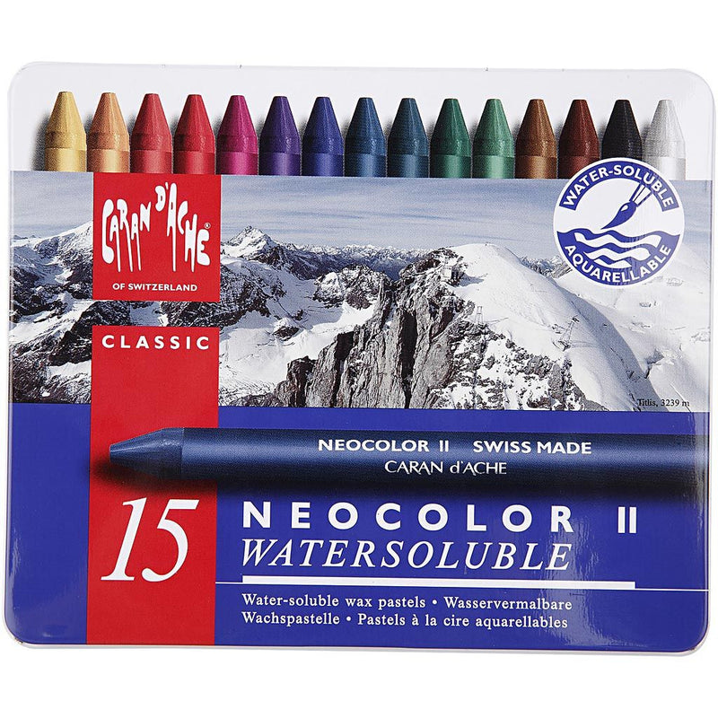 Caran D´Ache Aquarelle Effect Wachspastelle warservermalbar 15 Stifte