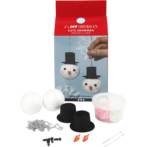 Bastelset Weihnachten Niedliche Schneemänner zum Modellieren 14 teilig