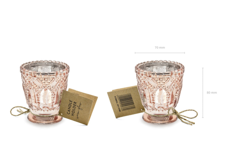 Kerzenhalter roségold 7x8cm Windlichtglas 1 Stück