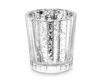 Candle Holder Kerzenhalter silber 5,5x6cm Windlichtglas 1 Stück