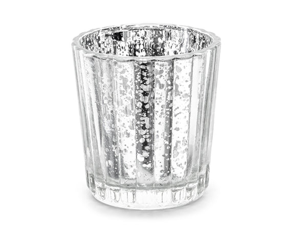 Candle Holder Kerzenhalter silber 5,5x6cm Windlichtglas 1 Stück
