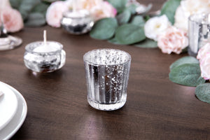 Candle Holder Kerzenhalter silber 5,5x6cm Windlichtglas 1 Stück