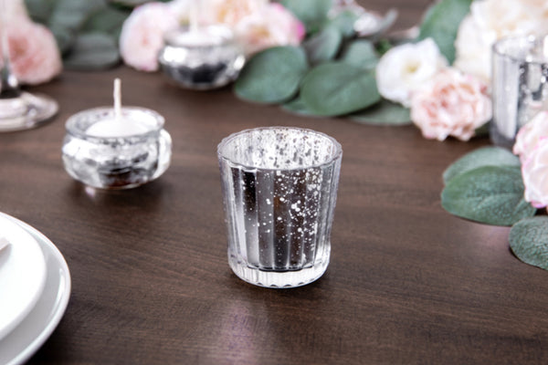 Candle Holder Kerzenhalter silber 5,5x6cm Windlichtglas 1 Stück
