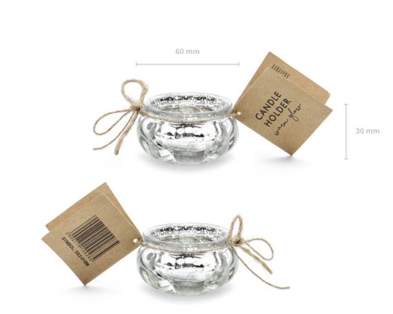 Glas Kerzenhalter Kerzenhalter silber 6x3cm Windlichtglas 1 Stück