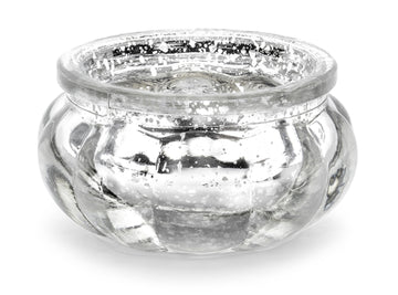 Glass Candle Holder Kerzenhalter silber 6x3cm Windlichtglas 1 Stück