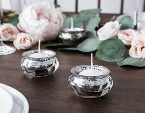 Glas Kerzenhalter Kerzenhalter silber 6x3cm Windlichtglas 1 Stück