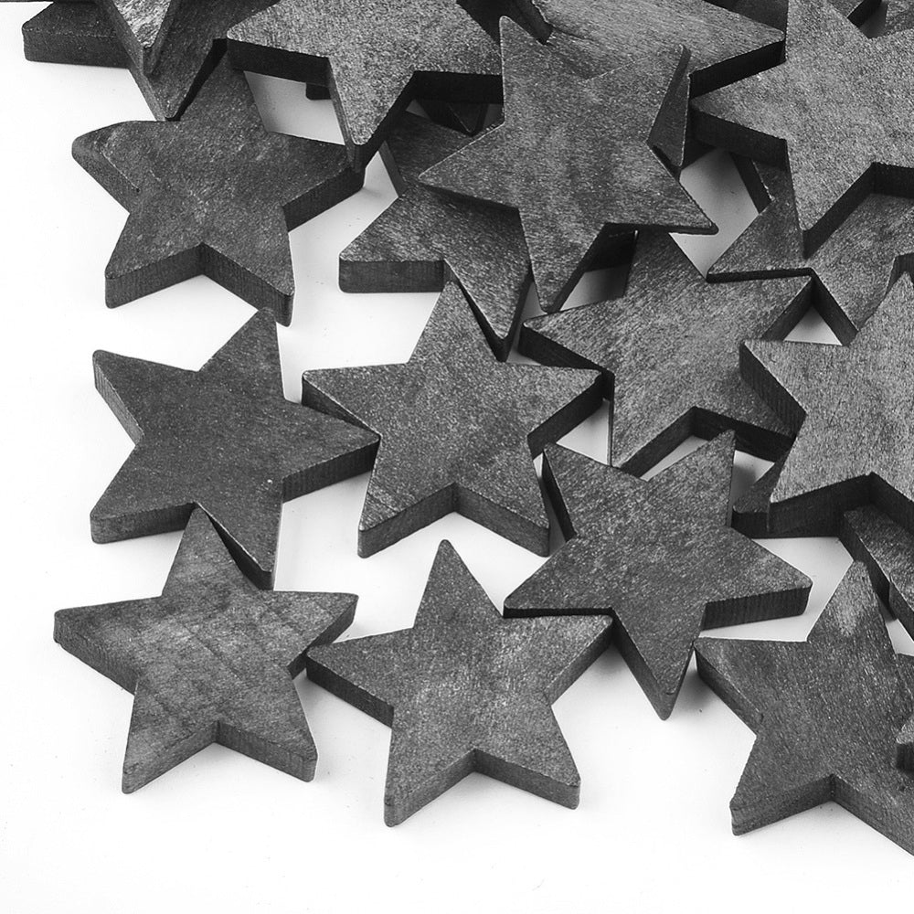 Holz Streuteile Sterne grau 25x5mm 10Stück/Pkg.