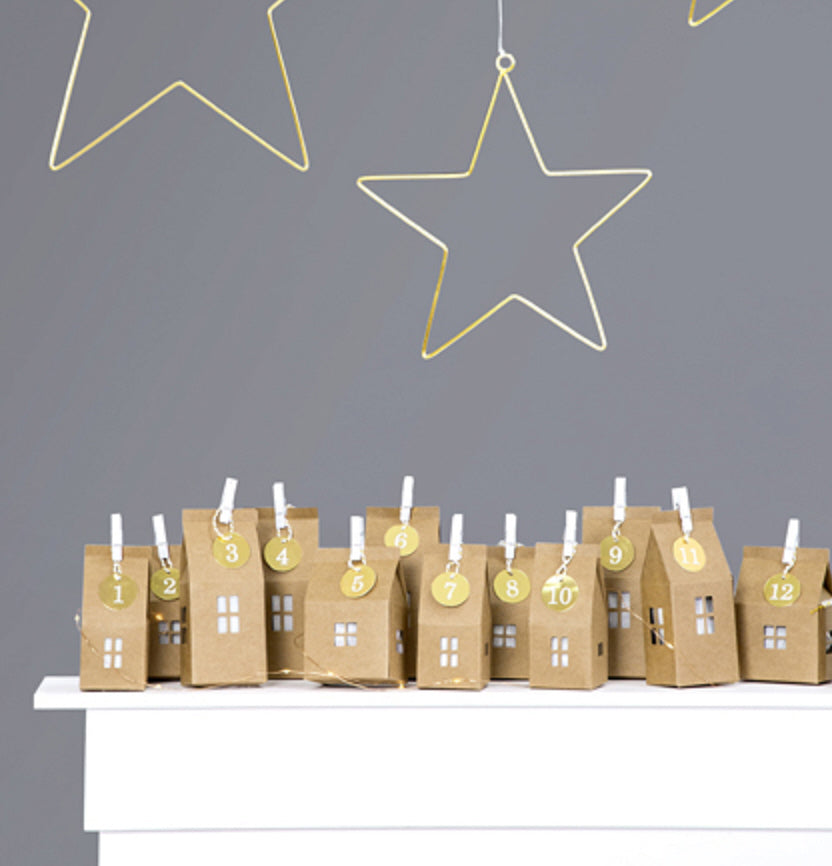 Adventskalender 24 Häuser aus Kraftpapier DIY-Set