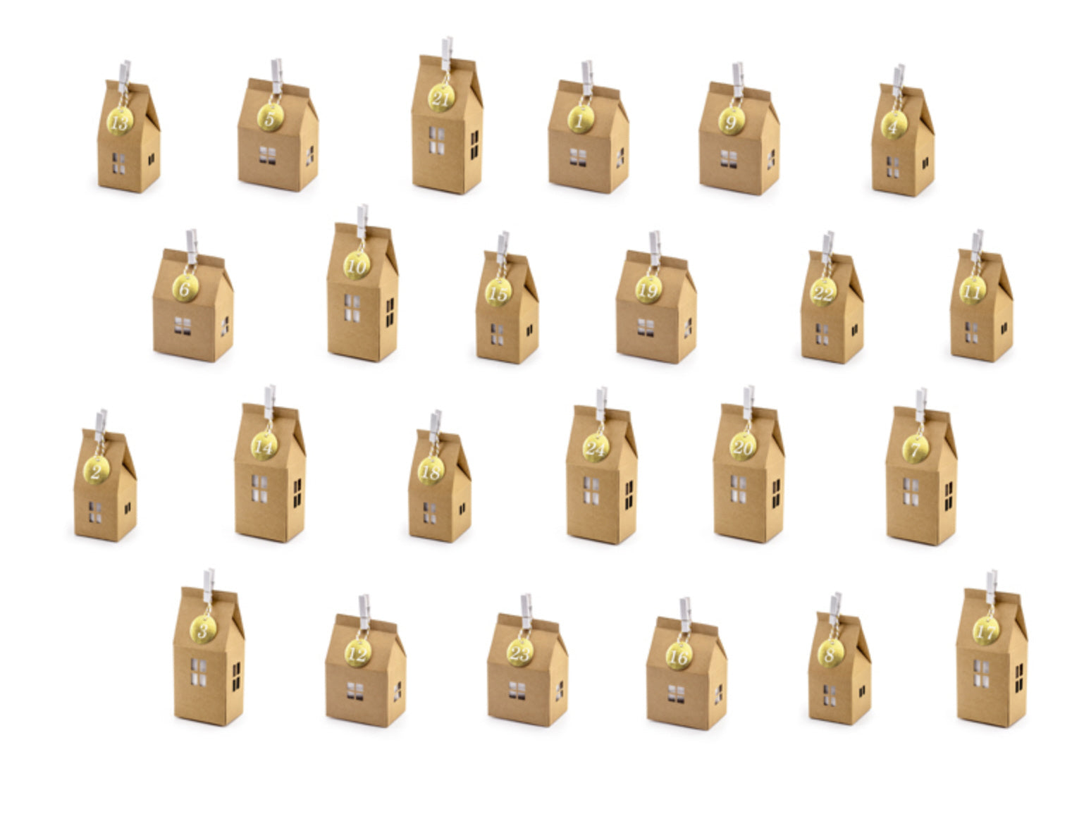 Adventskalender 24 Häuser aus Kraftpapier DIY-Set