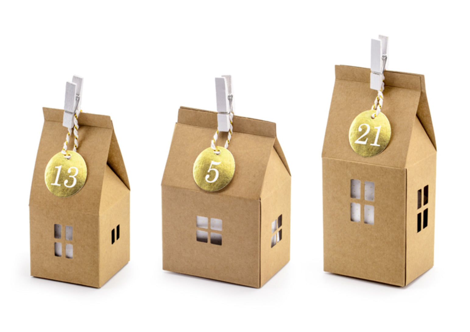 Adventskalender 24 Häuser aus Kraftpapier DIY-Set