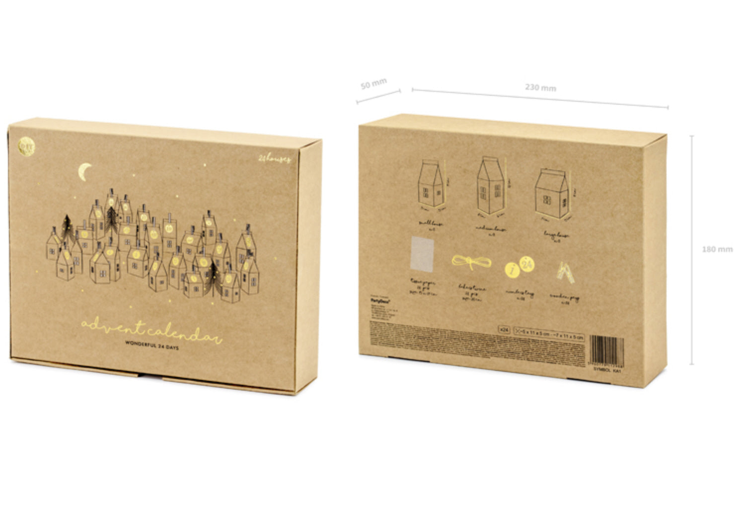 Adventskalender 24 Häuser aus Kraftpapier DIY-Set