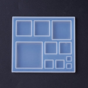 Silikongießform Quadrate verschiedene Größen 8,5x8x0,5cm