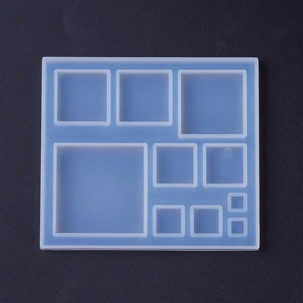 Silikongießform Quadrate verschiedene Größen 8,5x8x0,5cm