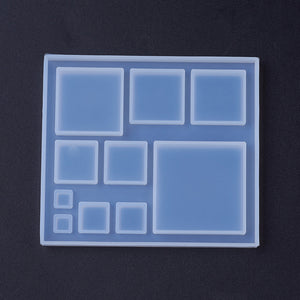 Silikongießform Quadrate verschiedene Größen 8,5x8x0,5cm