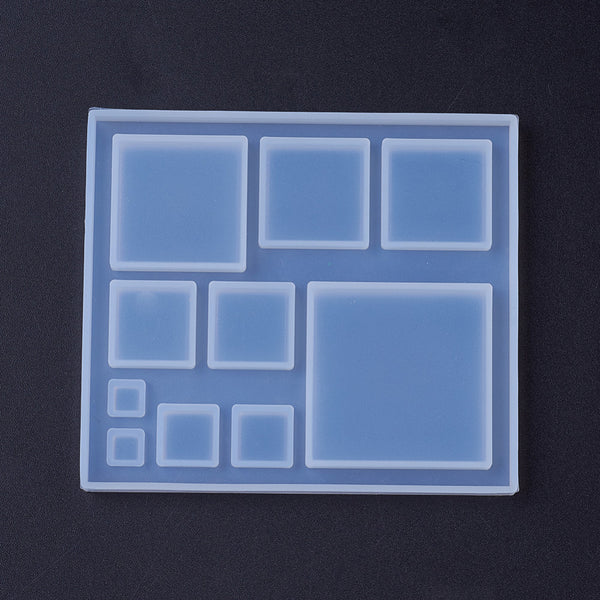 Silikongießform Quadrate verschiedene Größen 8,5x8x0,5cm