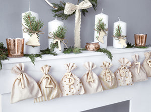 DIY Adventkalender 24 Baumwollbeutel + Nummern