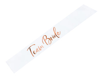 Team Bride Schärpe Sash weiß roségold 10x75cm