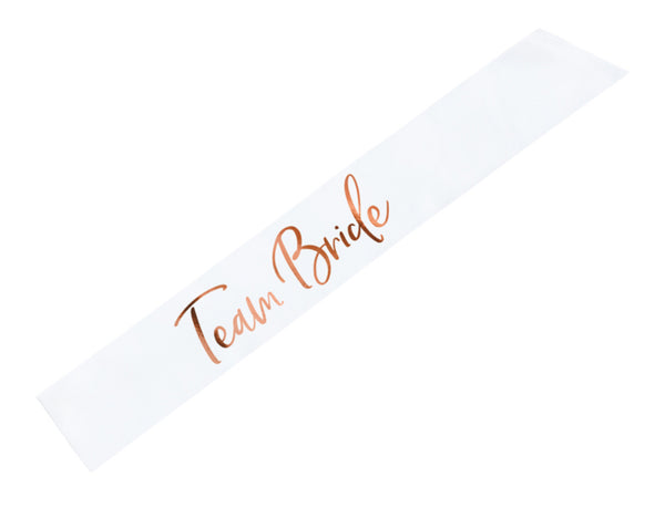 Team Bride Schärpe Sash weiß roségold 10x75cm