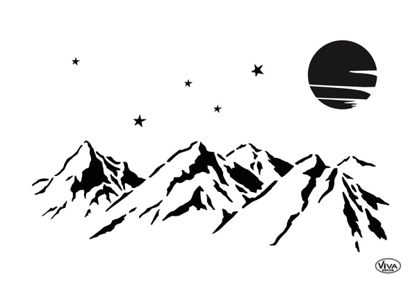 Universal-Schablone Berge Mountains Stencil A4 20x30cm