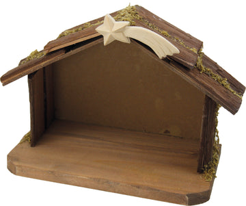 Weihnachtskrippen-Stall mit Komet aus Holz dunkel 23x11,5x15cm