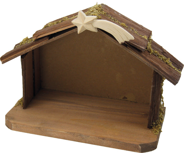 Weihnachtskrippen-Stall mit Komet aus Holz dunkel 23x11,5x15cm