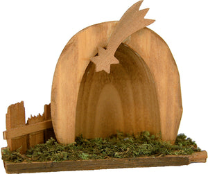 Holzstall mit Moos 8x10,5cm