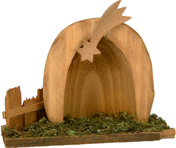 Holzstall mit Moos 8x10,5cm